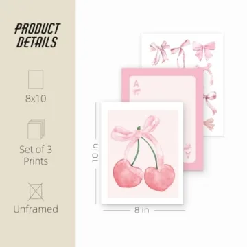 ETVISO Pink Coquette Trendy Wall Art Prints Set of 3
