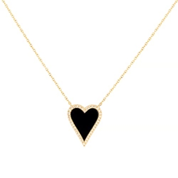 JINGDR Black Heart Necklace - Trendy Gold Plated Jewelry
