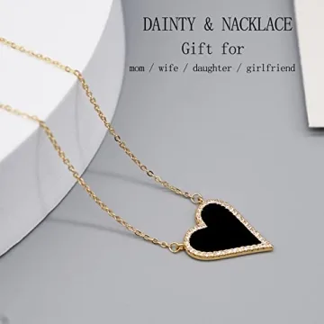 JINGDR Black Heart Necklace - Trendy Gold Plated Jewelry