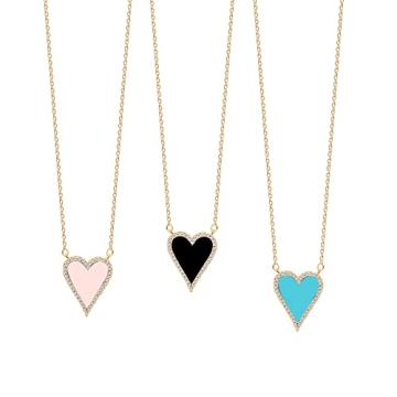 JINGDR Black Heart Necklace - Trendy Gold Plated Jewelry