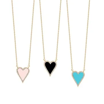 JINGDR Black Heart Necklace - Trendy Gold Plated Jewelry