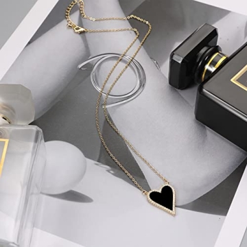JINGDR Black Heart Necklace - Trendy Gold Plated Jewelry