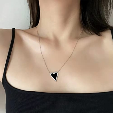 JINGDR Black Heart Necklace - Trendy Gold Plated Jewelry