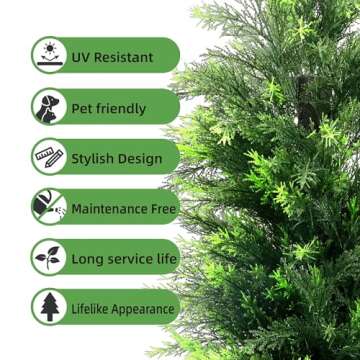 KOL 3FT 2-Pack Artificial Cedar Topiary Trees UV Resistant Potted Shrubs Fake Plants, Faux Pine Tree for Home Office Garden Front Porch Patio Indoor Outdoor Thanksgiving Christmas Decoration