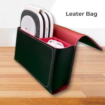 3 in 1 Wireless Fabric Charging Pad, Foldable, Travel Design, Mag-Safe, for iPhone 15, 14, 13 & 12 Series, iWatch, and AirPods - Includes 20W Fast Charging Adapter & Leather Bag (Grey)