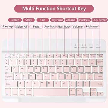 Keyboard Case for iPad 10.2" 9th 8th 7th Generation, with Detachable Bluetooth and Pencil Holder, 10.2 Inch/iPad Air 10.5"(3rd Gen)/iPad Pro 10.5 in, Auto Sleep/Wake Function (Pink)