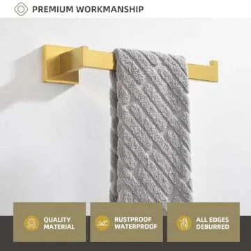 Angle Simple Hand Towel Holder, SUS 304 Stainless Steel Bathroom Towel Hanger Rack for Wall, Brushed Gold, 10.24 Inches