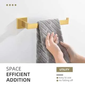 Angle Simple Hand Towel Holder, SUS 304 Stainless Steel Bathroom Towel Hanger Rack for Wall, Brushed Gold, 10.24 Inches