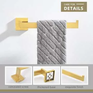 Angle Simple Hand Towel Holder, SUS 304 Stainless Steel Bathroom Towel Hanger Rack for Wall, Brushed Gold, 10.24 Inches
