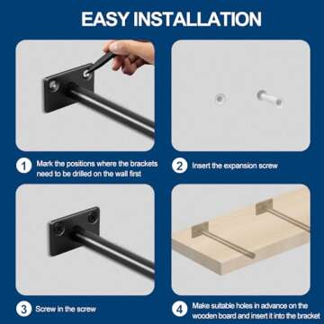 Solid Steel Floating Shelf Brackets - 8 Pcs of Modern Support