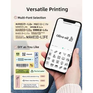Makeid Label Maker Machine with Tape - Compatible with 9/12/16mm Waterproof Tape, Portable & Rechargeable Label Makers with Built-in Cutter Wireless Label Printer Compatible with Android & iOS Devices
