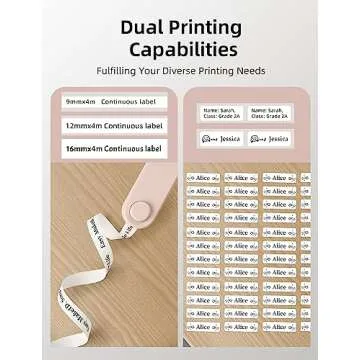 Makeid Label Maker Machine with Tape - Compatible with 9/12/16mm Waterproof Tape, Portable & Rechargeable Label Makers with Built-in Cutter Wireless Label Printer Compatible with Android & iOS Devices
