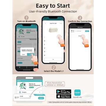 Makeid Label Maker Machine with Tape - Compatible with 9/12/16mm Waterproof Tape, Portable & Rechargeable Label Makers with Built-in Cutter Wireless Label Printer Compatible with Android & iOS Devices