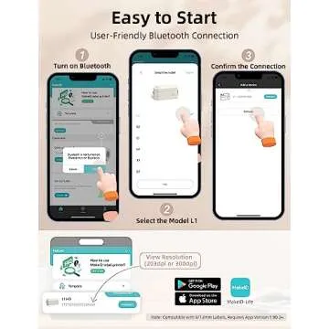 Makeid Label Maker Machine with Tape - Compatible with 9/12/16mm Waterproof Tape, Portable & Rechargeable Label Makers with Built-in Cutter Wireless Label Printer Compatible with Android & iOS Devices