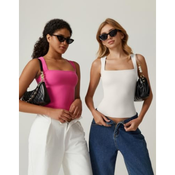 QINSEN Women's Sleeveless Square Neck Tank Top - Stylish Comfort