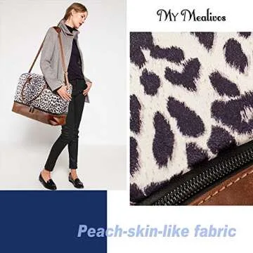MyMealivos Canvas Weekender Bag, Overnight Travel Carry On Duffel with Shoe Pouch (leopard)