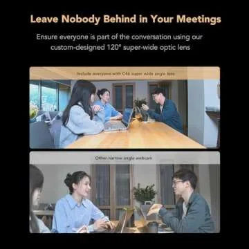 NUROUM C46 4K Video Conference Webcam, 8MP CMOS/AI Auto-Framing/5x Zoom/120° Ultra-Wide Angle, USB Web Camera with Noise Cancelling Microphone&Speaker, 16ft Voice Pickup for PC/Laptop Zoom/Teams