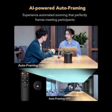 NUROUM C46 4K Video Conference Webcam, 8MP CMOS/AI Auto-Framing/5x Zoom/120° Ultra-Wide Angle, USB Web Camera with Noise Cancelling Microphone&Speaker, 16ft Voice Pickup for PC/Laptop Zoom/Teams