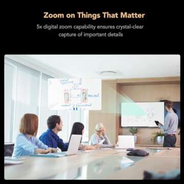 NUROUM C46 4K Video Conference Webcam, 8MP CMOS/AI Auto-Framing/5x Zoom/120° Ultra-Wide Angle, USB Web Camera with Noise Cancelling Microphone&Speaker, 16ft Voice Pickup for PC/Laptop Zoom/Teams