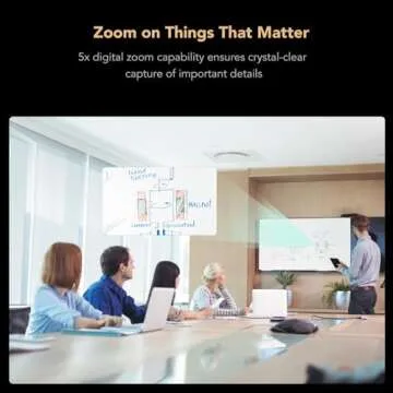 NUROUM C46 4K Video Conference Webcam, 8MP CMOS/AI Auto-Framing/5x Zoom/120° Ultra-Wide Angle, USB Web Camera with Noise Cancelling Microphone&Speaker, 16ft Voice Pickup for PC/Laptop Zoom/Teams