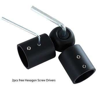 Window Corner Curtain Rod Connector Set of 2, Adjustable Curtains Rods Connector for Bay Windows Blinds with 1 inch Black Color Metal