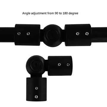 Window Corner Curtain Rod Connector Set of 2, Adjustable Curtains Rods Connector for Bay Windows Blinds with 1 inch Black Color Metal