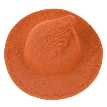 Century Star Women Witch Hat for Halloween Wool Hats Wide Brim Spire Knitted Cap Party and Daily Ora...