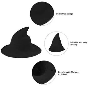 Century Star Women’s Witch Hat for Halloween Stylish Wide Brim