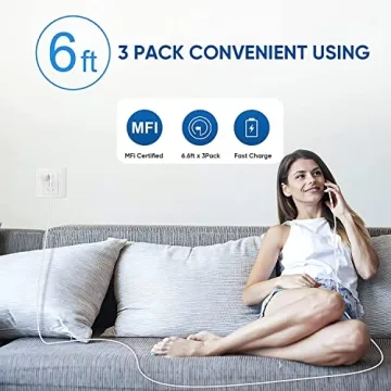 MFi Certified Fast Charging 6FT iPhone Cables - 3 Pack