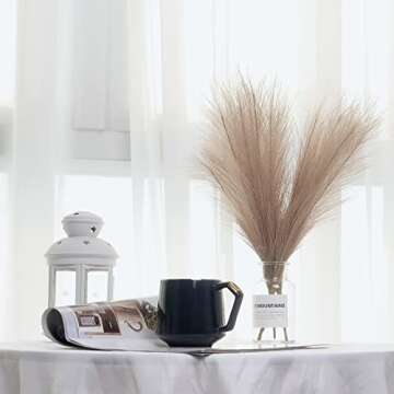 Faux Pampas Grass Decor,ROMZCPH 6 Stems 17"/45cm Small Artificial Pampas Grass,Short Fake Pompous Grass Flower Arrangement for Boho Home Wedding Decoration(Beige/Taupe)