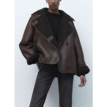 Chouyatou Winter Faux Leather Jacket for Women