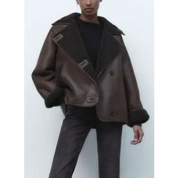 Chouyatou Winter Faux Leather Jacket for Women