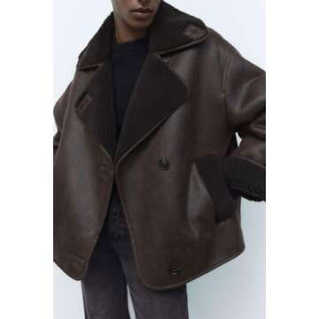 Chouyatou Winter Faux Leather Jacket for Women