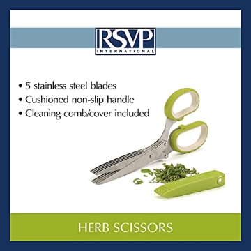 RSVP Herb Scissors - Stainless Steel 5 Blade Kitchen Tool