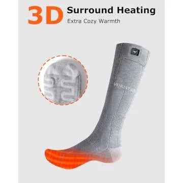 Venustas Heated Socks for Men Women, Rechargeable Heated Socks For Hunting Ski and Feet Warm