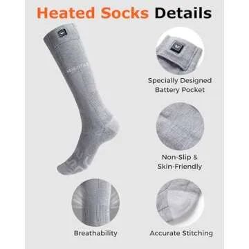 Venustas Heated Socks for Men Women, Rechargeable Heated Socks For Hunting Ski and Feet Warm