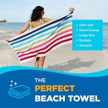 Kaufman - Soft Oversized Beach Towels in Bulk | 30" x 60" Cabana Striped Beach Towels | 100% Terry Cotton Thick Beach Towels (36 Pack)