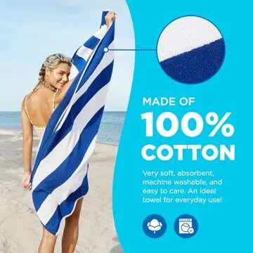 Kaufman - Soft Oversized Beach Towels in Bulk | 30" x 60" Cabana Striped Beach Towels | 100% Terry Cotton Thick Beach Towels (36 Pack)