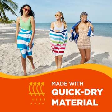 Kaufman - Soft Oversized Beach Towels in Bulk | 30" x 60" Cabana Striped Beach Towels | 100% Terry Cotton Thick Beach Towels (36 Pack)