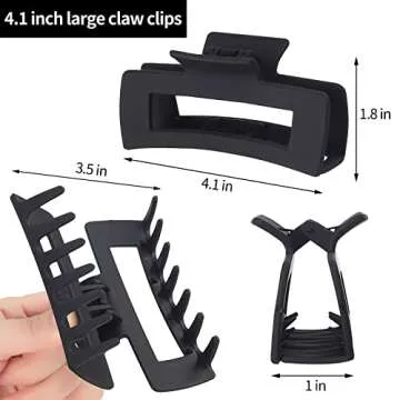 Tyfthui 12 Pcs Large Hair Claw Clips, 4.1 Inch Non-slip Big Hair Clips, Strong Hold Rectangle Banana Hair Clips for Thick Hair, Acrylic Jaw Clips Hair Styling Accessories for Women and Girls
