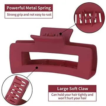 Tyfthui 12 Pcs Large Hair Claw Clips, 4.1 Inch Non-slip Big Hair Clips, Strong Hold Rectangle Banana Hair Clips for Thick Hair, Acrylic Jaw Clips Hair Styling Accessories for Women and Girls