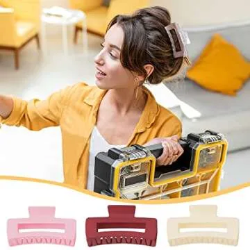 Tyfthui 12 Pcs Large Hair Claw Clips, 4.1 Inch Non-slip Big Hair Clips, Strong Hold Rectangle Banana Hair Clips for Thick Hair, Acrylic Jaw Clips Hair Styling Accessories for Women and Girls