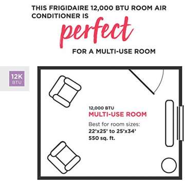 Frigidaire GHWQ123WC1 Inverter Quiet Temp Room Air Conditioner, 12,000 BTU with Wi-Fi Connected, Works with Alexa, Energy Star Certified, Easy-to-Clean Washable Filter, Eco Mode, in White