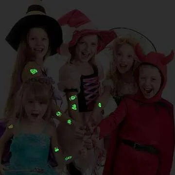 Partywind 295 Styles Glow Halloween Tattoos for Kids Party Decorations, Halloween Party Supplies Favors for Goodie Bag Stuffers, Halloween Treats for Kids Trick or Treat Party (28 Sheets)