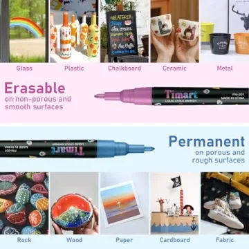 Timart Extra Fine Tip Chalk Markers for Vibrant Creations