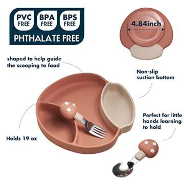 TEN@NIGHT Baby Feeding Set - BPA Free Suction Plates & Utensils