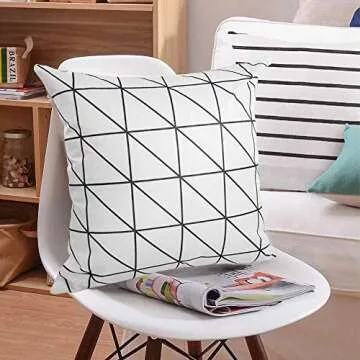 6pcs Geometric Pillow Covers Simple Stripe Pattern Extra Thick Linen Throw Pillow Cushion Cases for Home Office Decor 18 x 18 inch by CDWERD