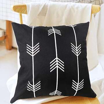 6pcs Geometric Pillow Covers Simple Stripe Pattern Extra Thick Linen Throw Pillow Cushion Cases for Home Office Decor 18 x 18 inch by CDWERD