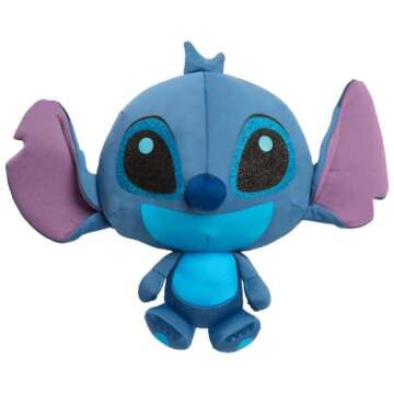 Disney Doorables Puffables Plush, Disney Stitch, 10-Inch Squishy Plush Featuring Glitter Eyes, Styles May Vary, Officially Licensed Kids Toys for Ages 3 Up by Just Play