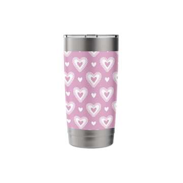 Pink Hearts Valentine Cute Romantic Valentines Day Pattern Stainless Steel Insulated Tumbler
